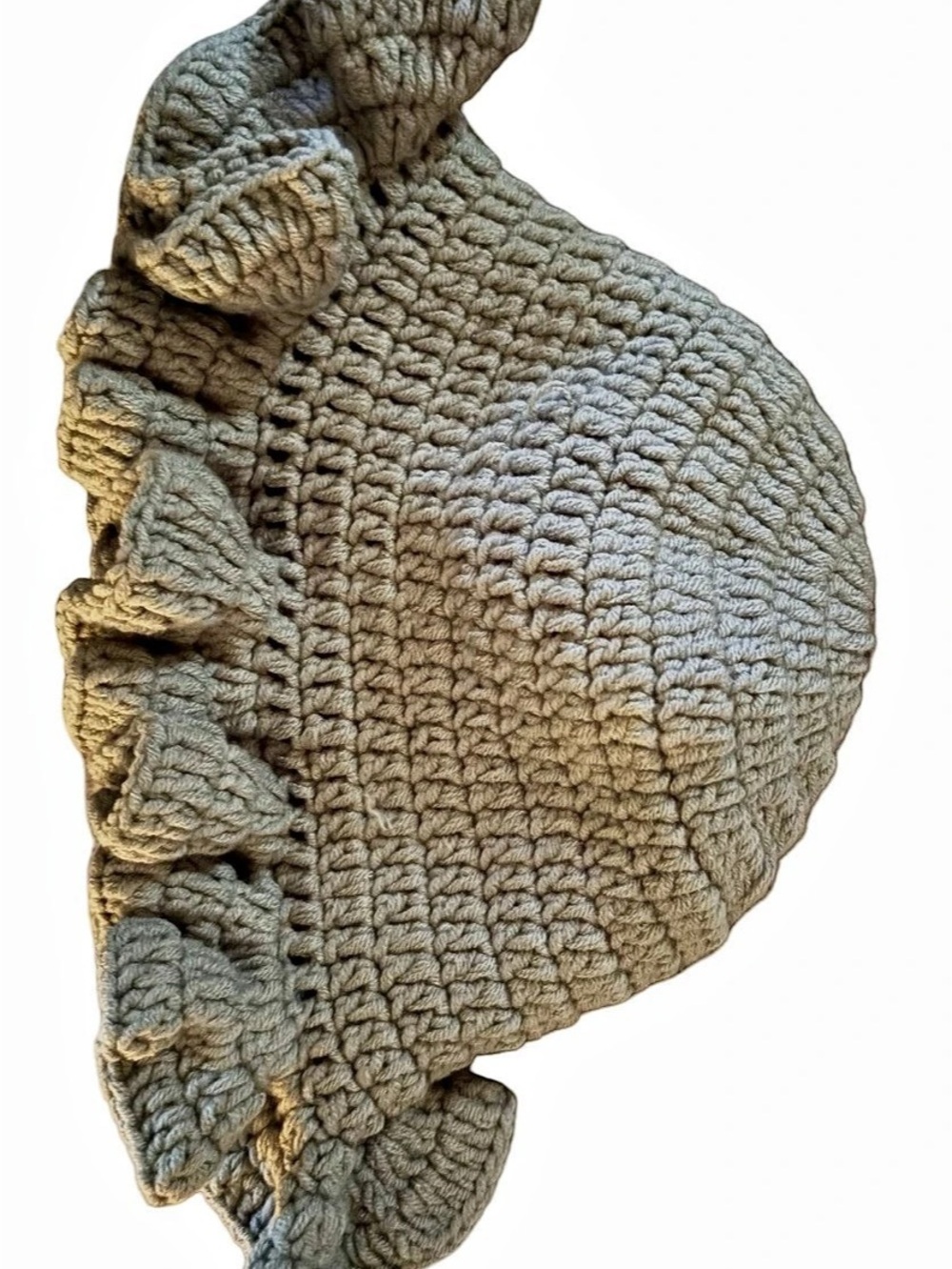 Knit Ruffle Hat in Gray. Like New
